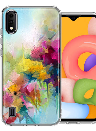 For Samsung Galaxy A01 Watercolor Flowers Abstract Spring Colorful Floral Painting Phone Case Cover