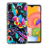 For Samsung Galaxy A01 Bright Colors Rainbow Water Lilly Floral Phone Case Cover