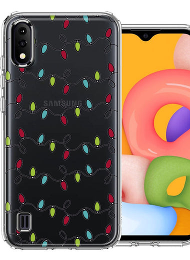 Samsung Galaxy A01 Vintage Christmas Lights Design Double Layer Phone Case Cover