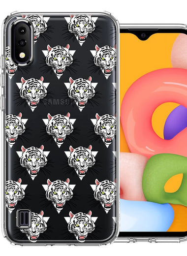Samsung Galaxy A01 Fierce Tiger Polkadots Design Double Layer Phone Case Cover