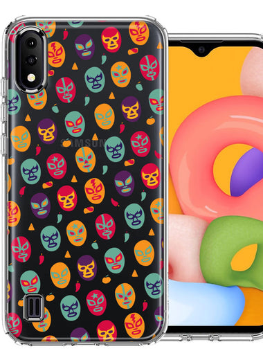 Samsung Galaxy A01 Lucha Libre Masks Design Double Layer Phone Case Cover