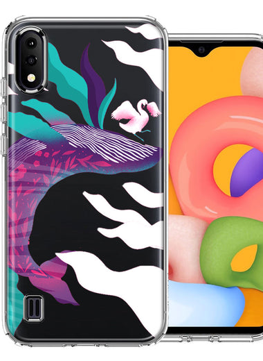Samsung Galaxy A01 Mystic Floral Whale Design Double Layer Phone Case Cover