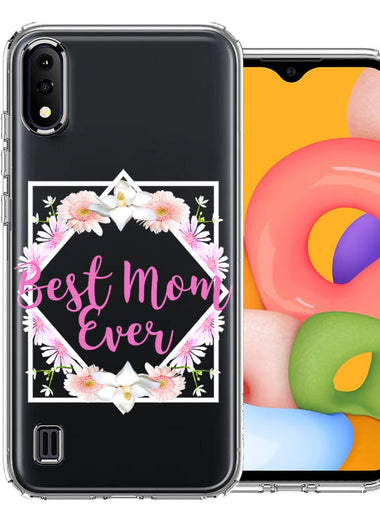 Samsung Galaxy A01 Best Mom Ever Mother's Day Flowers Double Layer Phone Case Cover