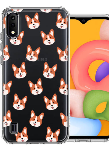 Samsung Galaxy A01 Shiba Inu Polkadots Design Double Layer Phone Case Cover