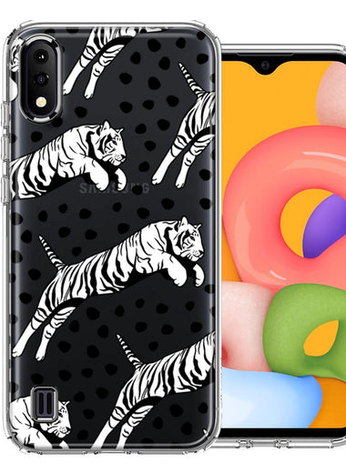 Samsung Galaxy A01 Tiger Polkadots Design Double Layer Phone Case Cover