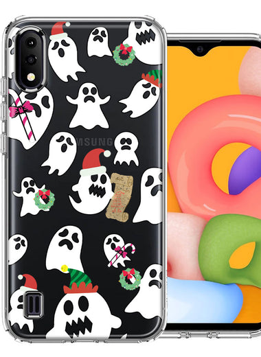 Samsung Galaxy A01 Halloween Christmas Ghost Design Double Layer Phone Case Cover