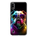 Samsung Galaxy A01 Neon Rainbow Glow Bulldog Hybrid Protective Phone Case Cover