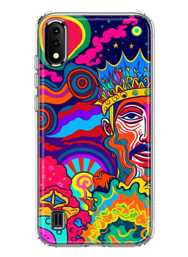 Samsung Galaxy A01 Neon Rainbow Psychedelic Indie Hippie Indie King Hybrid Protective Phone Case Cover