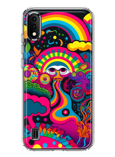 Samsung Galaxy A01 Psychedelic Trippy Hippie Night Walk Hybrid Protective Phone Case Cover
