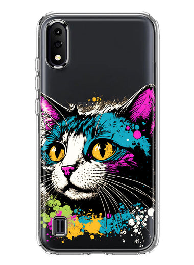 Samsung Galaxy A01 Cool Cat Oil Paint Pop Art Hybrid Protective Phone Case Cover
