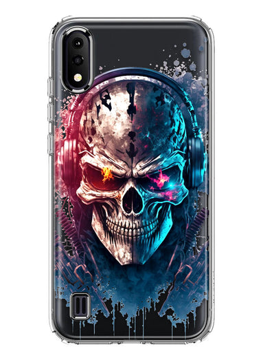 Samsung Galaxy A01 Cyberpunk Machine Headphones Skull Double Layer Phone Case Cover