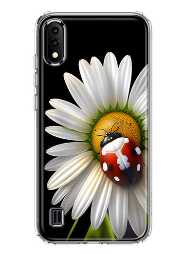 Samsung Galaxy A01 Cute White Daisy Red Ladybug Double Layer Phone Case Cover