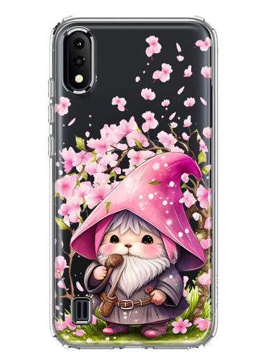 Samsung Galaxy A01 Cute Pink Cherry Blossom Gnome Spring Floral Flowers Double Layer Phone Case Cover