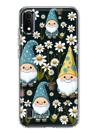 Samsung Galaxy A01 Cute White Daisies Gnomes Flowers Floral Double Layer Phone Case Cover