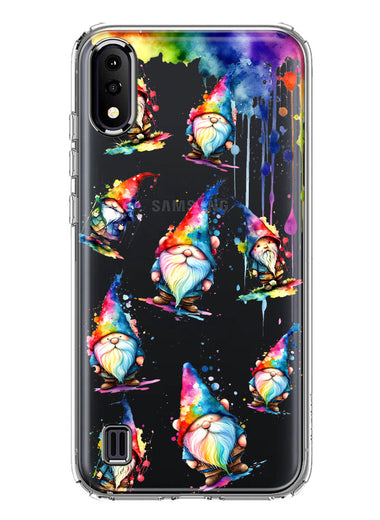 Samsung Galaxy A01 Neon Water Painting Colorful Splash Gnomes Hybrid Protective Phone Case Cover