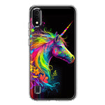 Samsung Galaxy A01 Neon Rainbow Glow Unicorn Floral Hybrid Protective Phone Case Cover