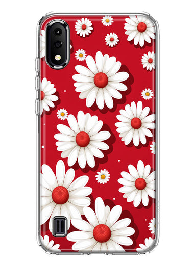 Samsung Galaxy A01 Cute White Red Daisies Polkadots Double Layer Phone Case Cover