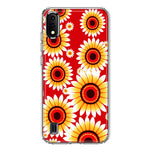 Samsung Galaxy A01 Yellow Sunflowers Polkadot on Red Double Layer Phone Case Cover