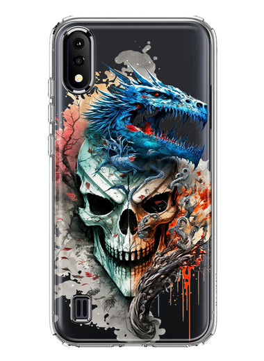 Samsung Galaxy A01 Fantasy Blue Dragon Dream Skull Double Layer Phone Case Cover
