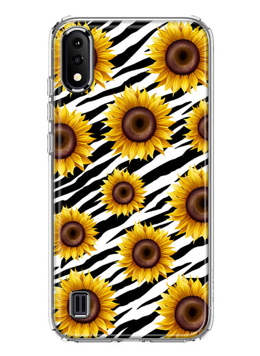Samsung Galaxy A01 White Zebra Sunflowers Polkadots Double Layer Phone Case Cover