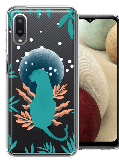Samsung Galaxy A02 Moon Green Jaguar Design Double Layer Phone Case Cover