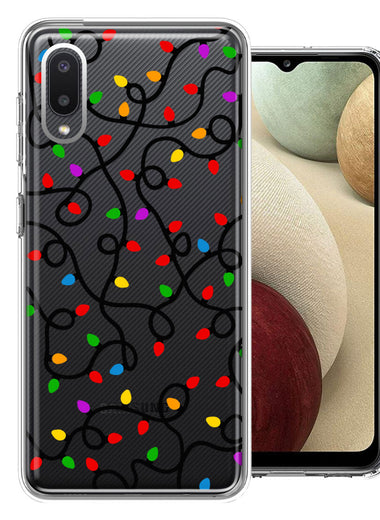 Samsung Galaxy A02 Colorful Nostalgic Vintage Christmas Holiday Winter String Lights Design Double Layer Phone Case Cover