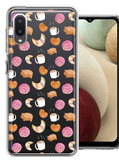 Samsung Galaxy A02 Mexican Pan Dulce Cafecito Coffee Concha Polka Dots Double Layer Phone Case Cover