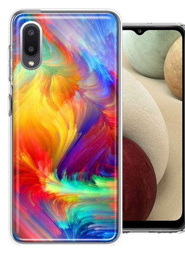 Samsung Galaxy A02 Colorful Feather Paint Double Layer Phone Case Cover