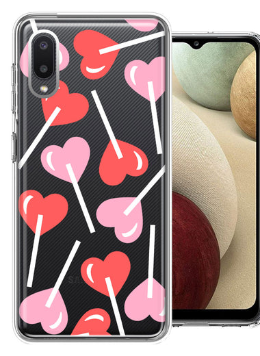 Samsung Galaxy A02 Heart Suckers Lollipop Valentines Day Candy Lovers Double Layer Phone Case Cover