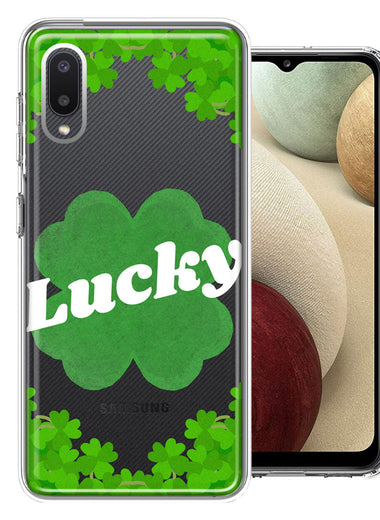 Samsung Galaxy A02 Lucky St Patrick's Day Shamrock Green Clovers Double Layer Phone Case Cover