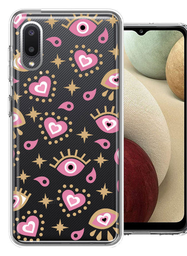Samsung Galaxy A02 Pink Evil Eye Lucky Love Law Of Attraction Design Double Layer Phone Case Cover