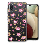 Samsung Galaxy A02 Pink Evil Eye Lucky Love Law Of Attraction Design Double Layer Phone Case Cover
