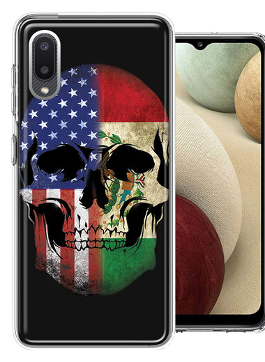 Samsung Galaxy A02 US Mexico Flag Skull Double Layer Phone Case Cover