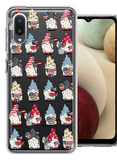 Samsung Galaxy A02 USA Fourth Of July American Summer Cute Gnomes Patriotic Parade Double Layer Phone Case Cover