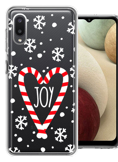 Samsung Galaxy A02 Winter Joy Snow Peppermint Candy Cane Heart Festive Christmas Double Layer Phone Case Cover