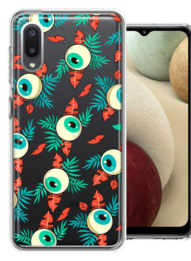Samsung Galaxy A02 Halloween Creepy Tropical Eyeballs Design Double Layer Phone Case Cover