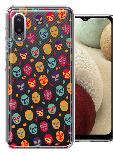 Samsung Galaxy A02 Lucha Libre Masks Design Double Layer Phone Case Cover