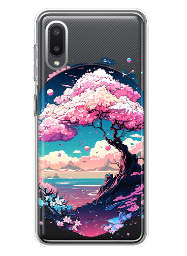 Samsung Galaxy A02 Kawaii Manga Pink Cherry Blossom Japanese Sky Floral Ocean Hybrid Protective Phone Case Cover