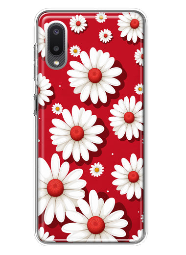 Samsung Galaxy A02 Cute White Red Daisies Polkadots Double Layer Phone Case Cover