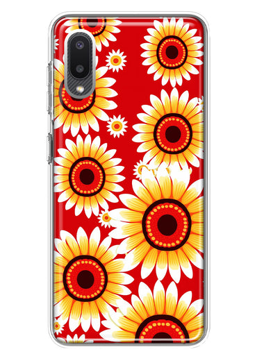 Samsung Galaxy A02 Yellow Sunflowers Polkadot on Red Double Layer Phone Case Cover