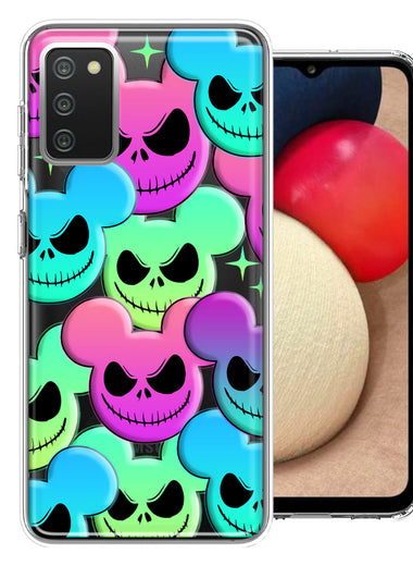 Samsung Galaxy A02S Bright Rainbow Nightmare Skulls Spooky Season Halloween Design Double Layer Phone Case Cover