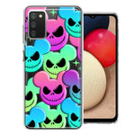 Samsung Galaxy A02S Bright Rainbow Nightmare Skulls Spooky Season Halloween Design Double Layer Phone Case Cover