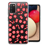 Samsung Galaxy A02S Christmas Winter Red White Peppermint Candies Swirls Candycanes Design Double Layer Phone Case Cover