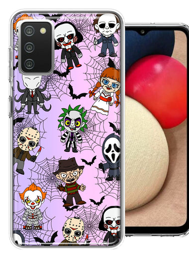 Samsung Galaxy A03S Classic Haunted Horror Halloween Nightmare Characters Spider Webs Design Double Layer Phone Case Cover