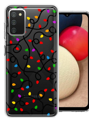 Samsung Galaxy A02S Colorful Nostalgic Vintage Christmas Holiday Winter String Lights Design Double Layer Phone Case Cover