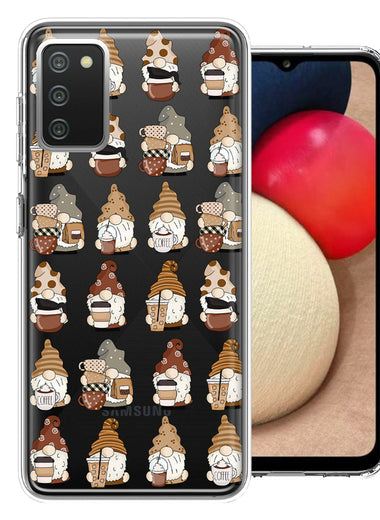 Samsung Galaxy A03S Cute Morning Coffee Lovers Gnomes Characters Drip Iced Latte Americano Espresso Brown Double Layer Phone Case Cover