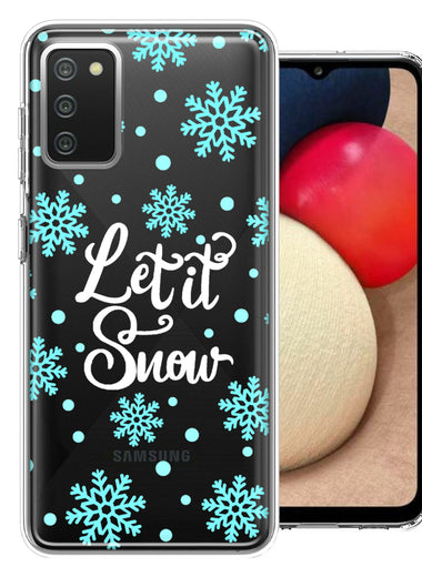Samsung Galaxy A02S Christmas Holiday Let It Snow Winter Blue Snowflakes Design Double Layer Phone Case Cover