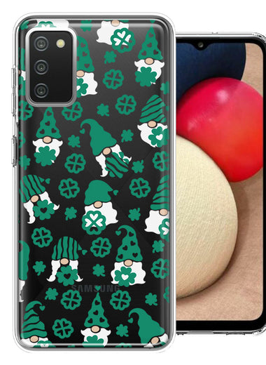 Samsung Galaxy A02S Lucky Green St Patricks Day Cute Gnomes Shamrock Polkadots Double Layer Phone Case Cover