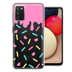 Samsung Galaxy A02S Pink Drip Frosting Cute Heart Sprinkles Kawaii Cake Design Double Layer Phone Case Cover