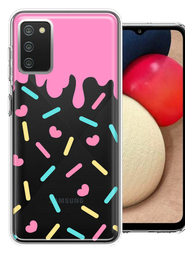 Samsung Galaxy A03S Pink Drip Frosting Cute Heart Sprinkles Kawaii Cake Design Double Layer Phone Case Cover